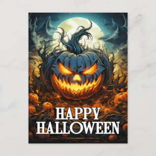 Carte Postale Citrouille affreux après la nuit Bonne Halloween