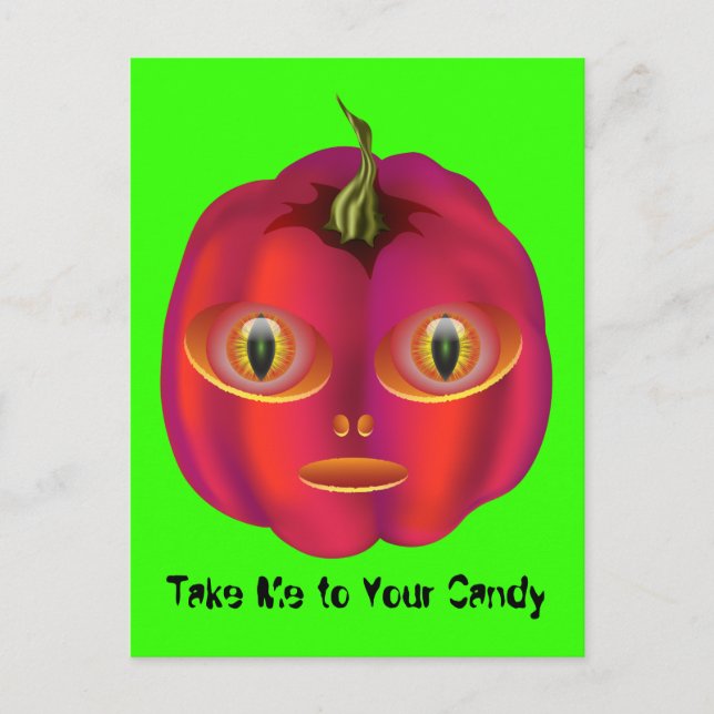 Carte Postale Citrouille Alien Halloween (Devant)