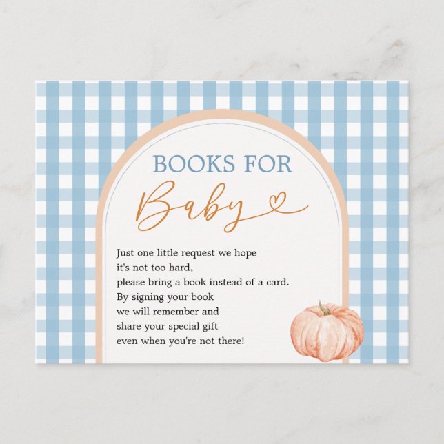 Carte Postale Citrouille Boho Blue En vichy Livres pour bébé (Devant)