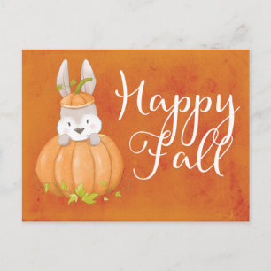 Carte Postale Citrouille Bunny mignon Happy Automne Salutation