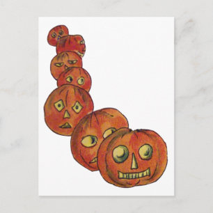 Carte Postale Citrouille (Carte d'Halloween Vintage)