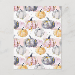 Carte Postale citrouille d'aquarelle motif