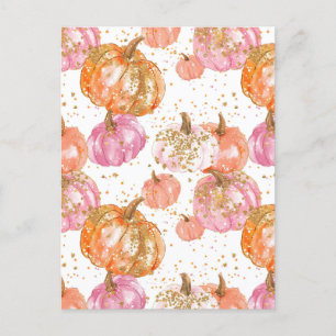 Carte Postale citrouille d'aquarelle motif