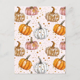 Carte Postale citrouille d'aquarelle motif