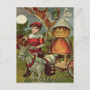 Carte Postale Citrouille de la chèvre de pleine lune de Jack O'