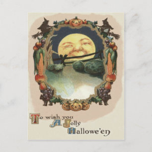Carte Postale Citrouille de l'Homme dans la Lune Sorcière