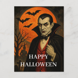 Carte Postale Citrouille de nuit effrayante de vampire d'Hallowe