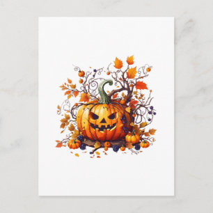 Carte Postale citrouille drôle d'automne Halloween