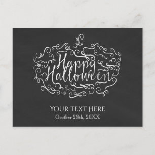 Carte Postale Citrouille élégante sur tableau noir Joyeux Hallow