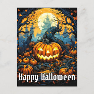 Carte Postale Citrouille fou Bonne Halloween