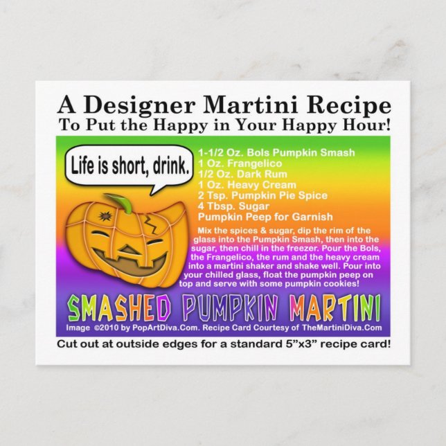 Carte postale Citrouille haché Martini d'Halloween (Devant)