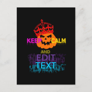 Carte Postale Citrouille Halloween personnalisé Gardez le calme 