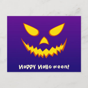 Carte Postale Citrouille Jack-o'-lantern de la face d'Halloween 
