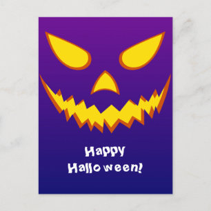 Carte Postale Citrouille Jack-o'-lantern de la face d'Halloween