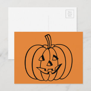 Carte Postale Citrouille Jack-O-Lantern d'Halloween orange et no