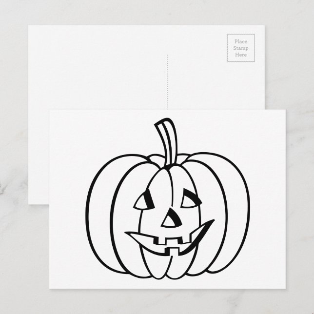 Carte Postale Citrouille Jack-O-Lanterne pour l'Halloween (Devant / Derrière)