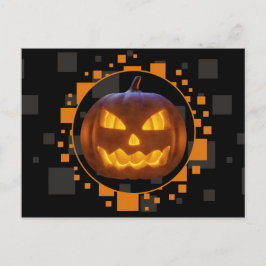 Carte Postale Citrouille orange noire grise Evil Halloween épouv