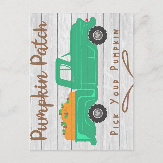 Carte Postale Citrouille Patch avec Camion de Citrouilles de fer (Devant)