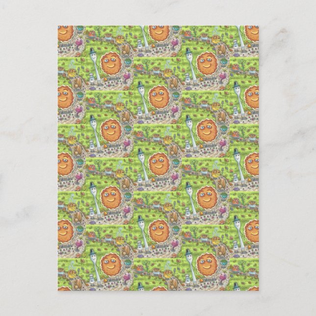 CARTE POSTALE CITROUILLE PIE PARADE, FÊTE DE THANKSGIVING (Devant)