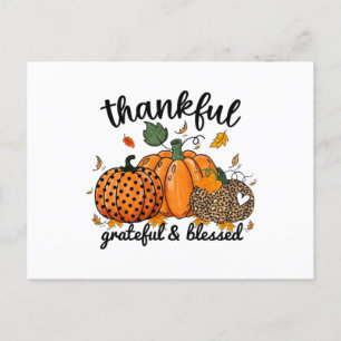 Carte Postale Citrouille Reconnaissante Grateful Et Bénie 