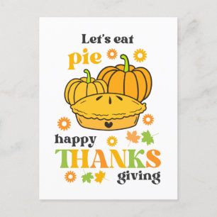 Carte Postale Citrouille rétro Super tarte Thanksgiving