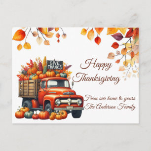 Carte Postale Citrouille rustique de Thanksgiving Aquarelle Auto