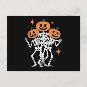 Carte Postale Citrouille Skeleton Halloween Citrouille saison Éf