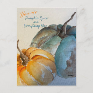 Carte postale Citrouille turquoise