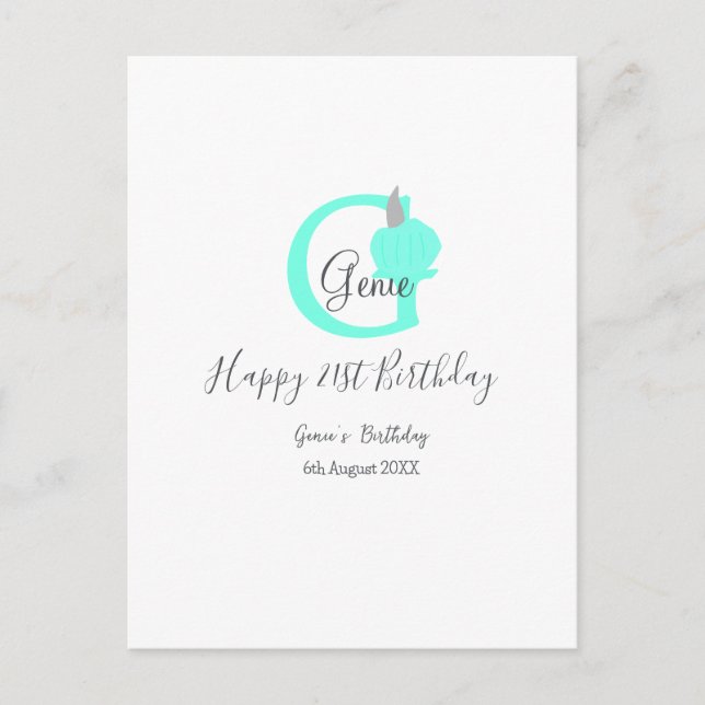 Carte Postale Citrouille verte automne anniversaire 21e gris pas (Devant)