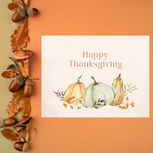 Carte Postale Citrouilles d'aquarelle et Foliting Thanksgiving