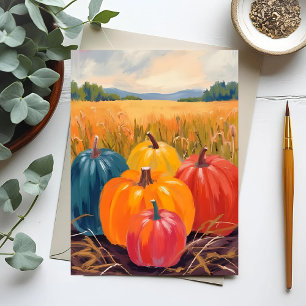 Carte Postale Citrouilles d'automne Art aquarelle de paysage a