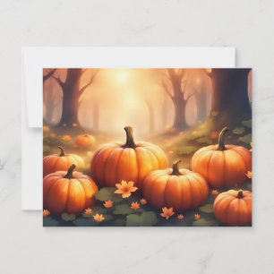 Carte Postale Citrouilles d'automne et Fleurs forestières Nature