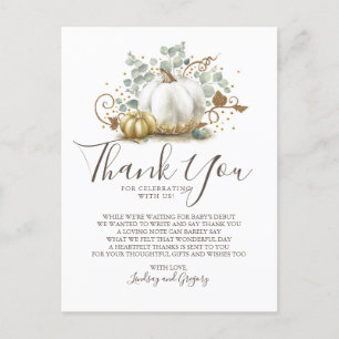 Carte Postale Citrouilles de Parties scintillant d'or et Merci d