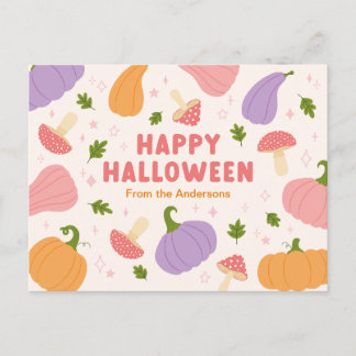 Carte Postale Citrouilles et champignons d'Halloween