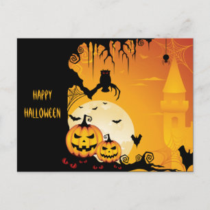 Carte Postale Citrouilles et Pleines lunes d'Halloween effrayant