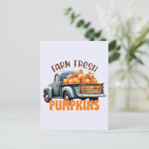 Carte Postale Citrouilles frais - Camion rustique