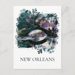 Carte Postale *~* City Park New Orleans Bridge Art Peinture 