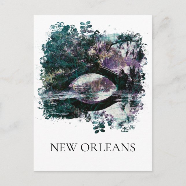 Carte Postale *~* City Park New Orleans Bridge Art Peinture  (Devant)