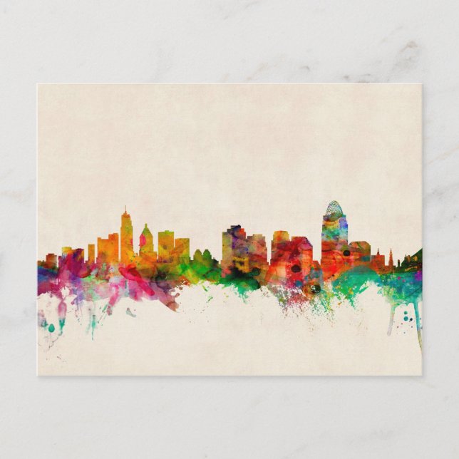Carte Postale Cityscape de Cincinnati Ohio Skyline (Devant)