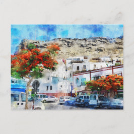 Carte Postale Cityscape Puerto de Morgan at Gran Canaria. Paint.