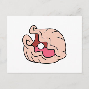 Carte Postale Clame de dessin rose avec une perle en elle