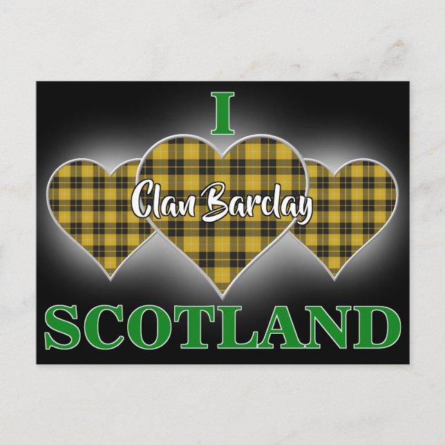Carte Postale Clan Barclay I Love Scotland Tartan Heart (Devant)