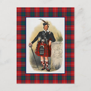Carte Postale Clan Chisholm Vintage Illustration Tartan Frame