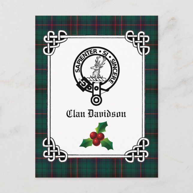 Carte Postale Clan Davidson Crest Badge & Tartan Holiday (Devant)