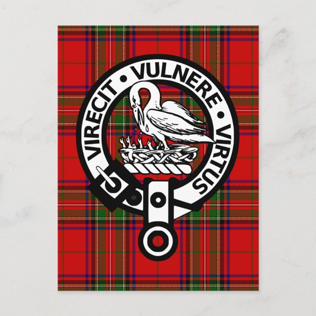 Carte Postale Clan écossais Stuart Tartan et Crest (Devant)