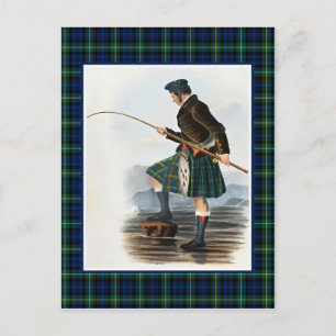 Carte Postale Clan Gordon Vintage Illustration Tartan Frame