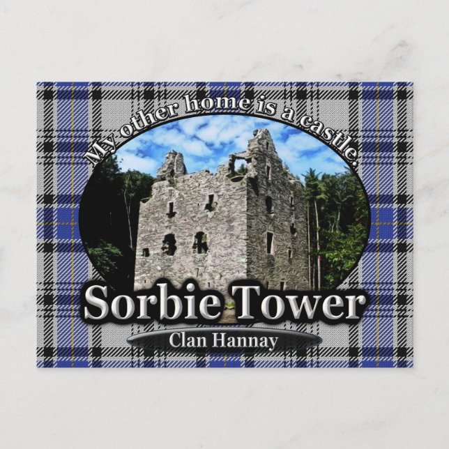 Carte Postale Clan Hannay Tartan Sorbie Tower Écosse (Devant)
