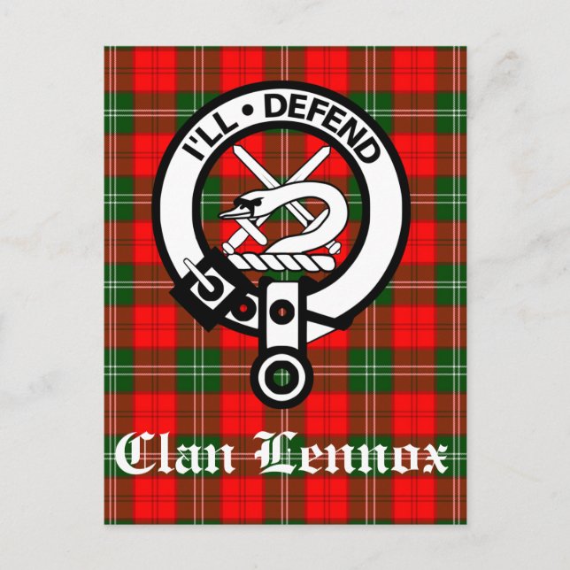 Carte Postale Clan Lennox Crest Badge & Tartan (Devant)