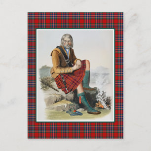Carte Postale Clan MacFarlane Vintage Illustration Tartan Frame
