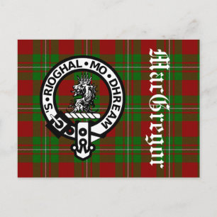 Carte Postale Clan MacGregor Crest Badge & Tartan